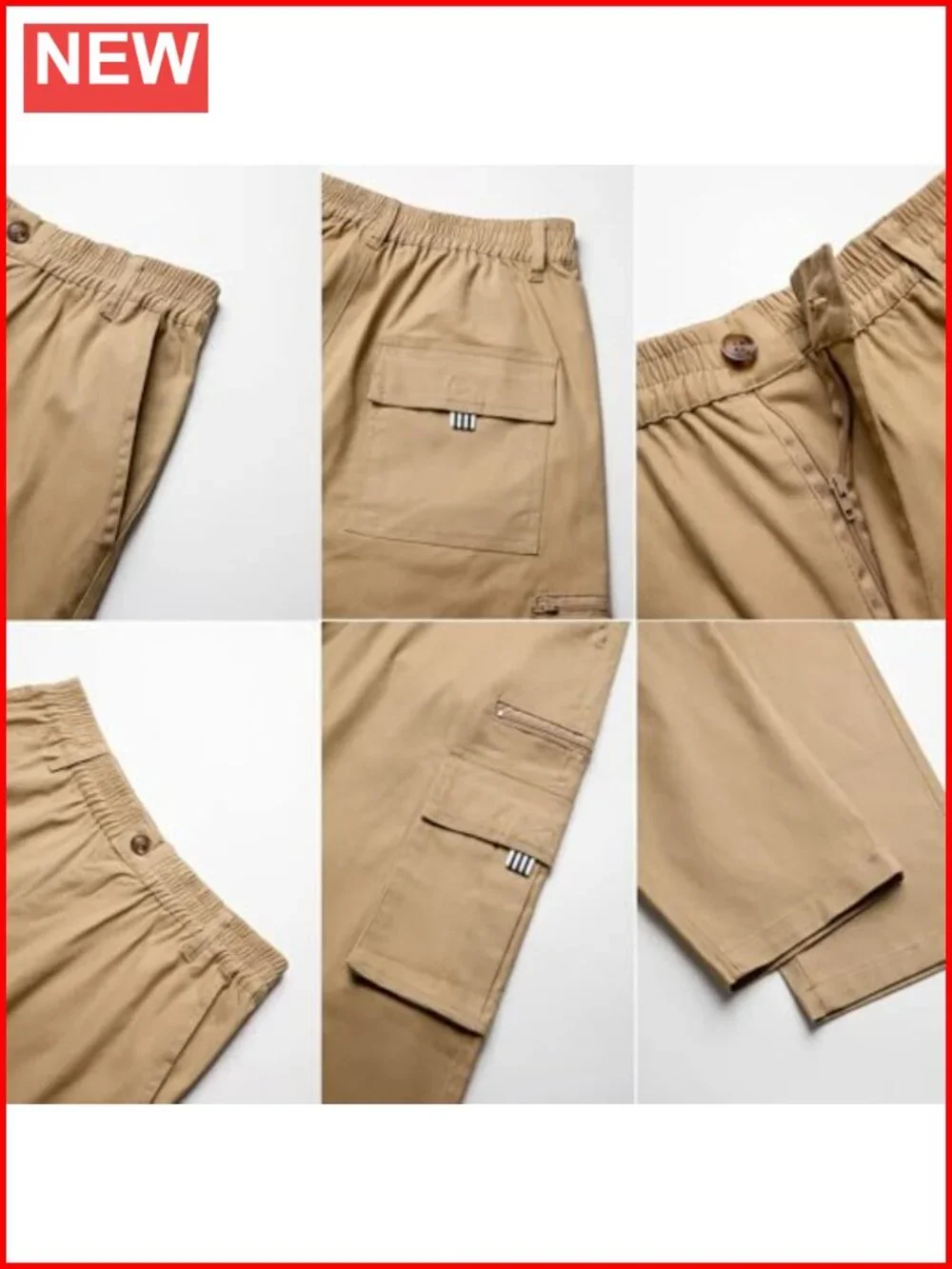 Men's Cargo Jogger Pants 6-Pocket Cotton Spandex Relaxed Fit Straight Leg